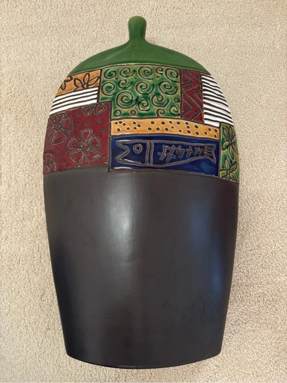 Set of 2 HUGE Pottery Barn hand-painted vases $120 - Ethnic/Country fish motif
